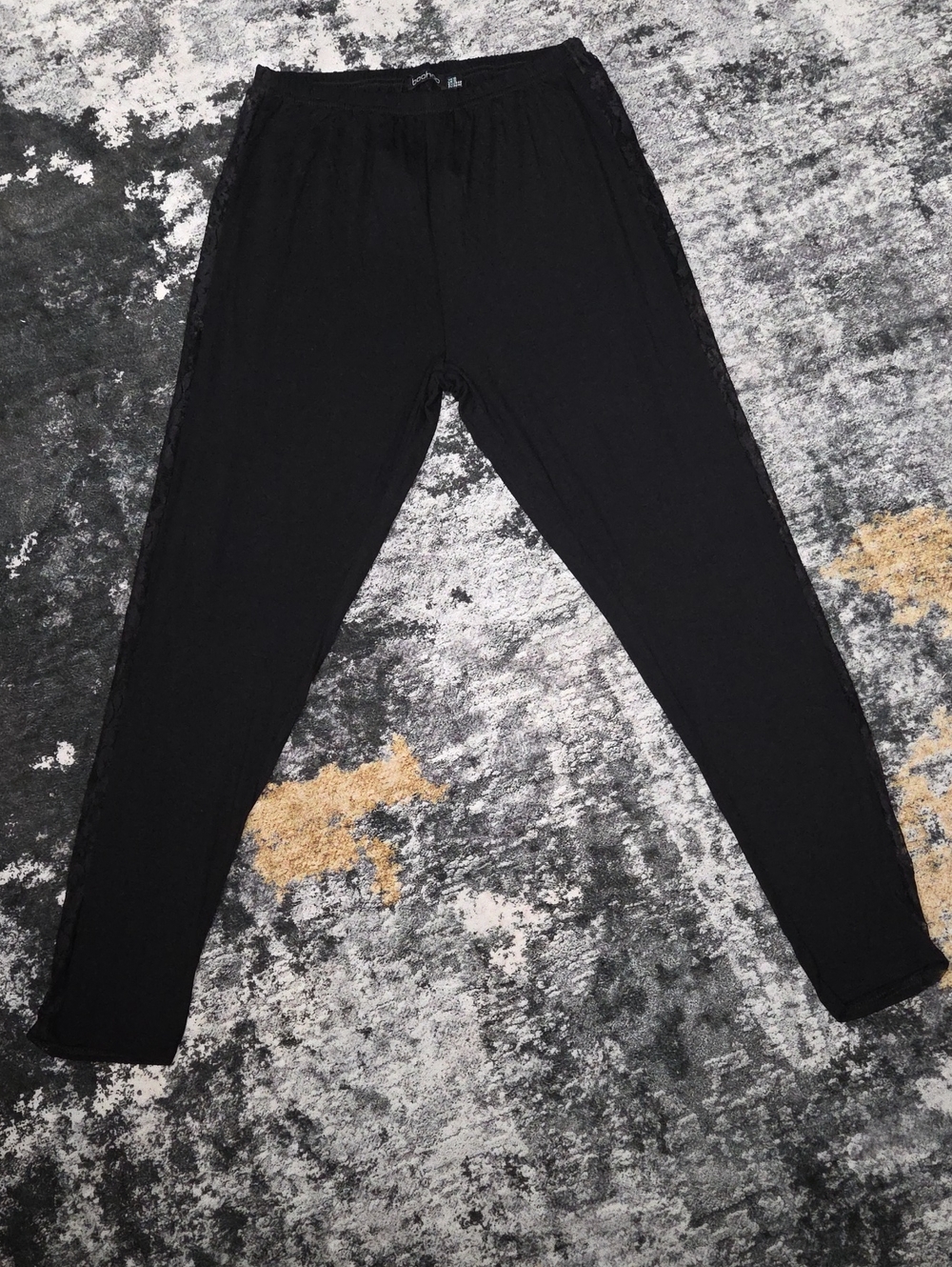 Boohoo Black Lace Side Panel Leggings Pants Size US 12 NWT